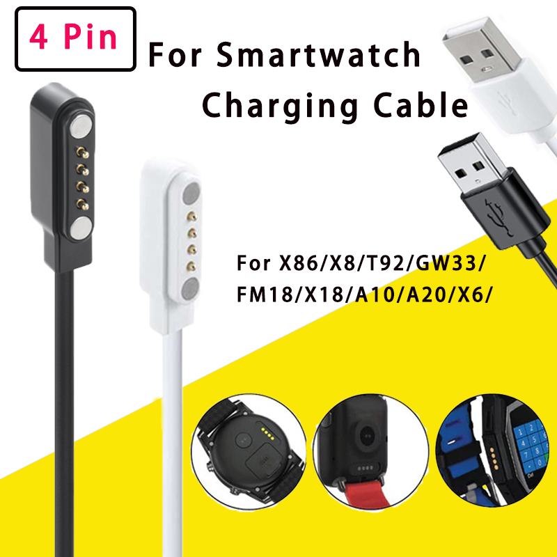 Smartwatch X18 - 4-Pin USB Yedek Manyetik Akıllı Saat