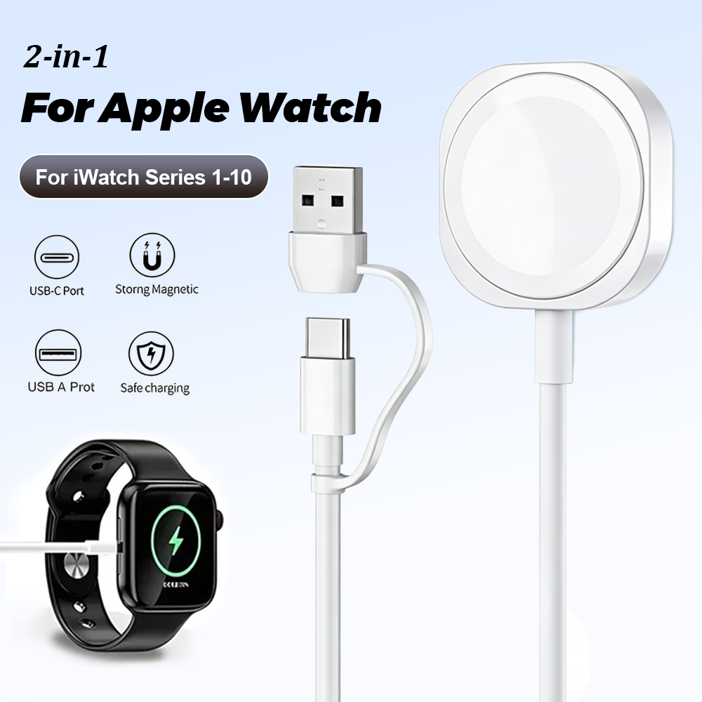 Watch Charger Cable - 2'si 1 Arada Manyetik Kablosuz USB