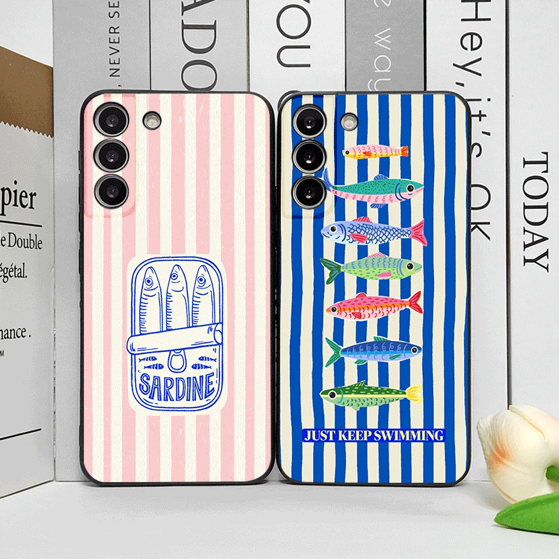 Oppo Reno 12 - Sevimli Çizgili Desenli Sardalya Renkli Balık