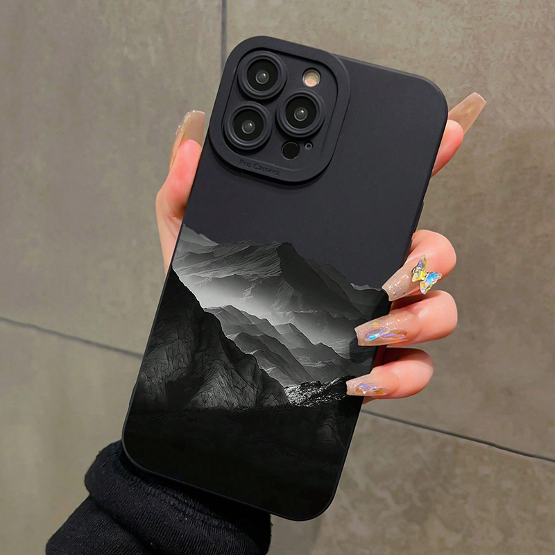 Xiaomi Redmi Note 13 - Siyah Dağ INS Tasarım Silikon telefon