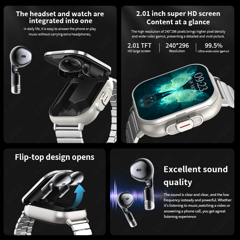 LIGE TWS 2'si 1 Arada Akıllı S - Smartwatch Headset incelemesi ve fiyatı