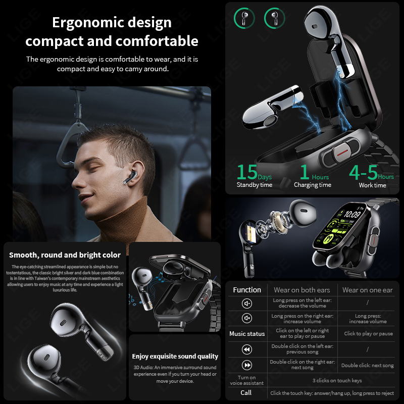 NFC Akıllı Saat TWS 2'si 1 Ara - Smartwatch Headset incelemesi ve fiyatı